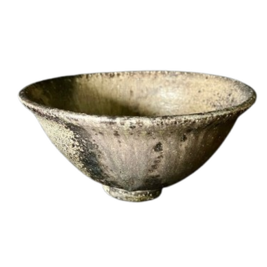 Raku Shichi Teeschale mit grauer Glasur